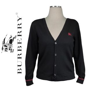 Authentic Burberry Black Label Wool Cardigan Sz 2 (EU) L/S - Black/Maroon